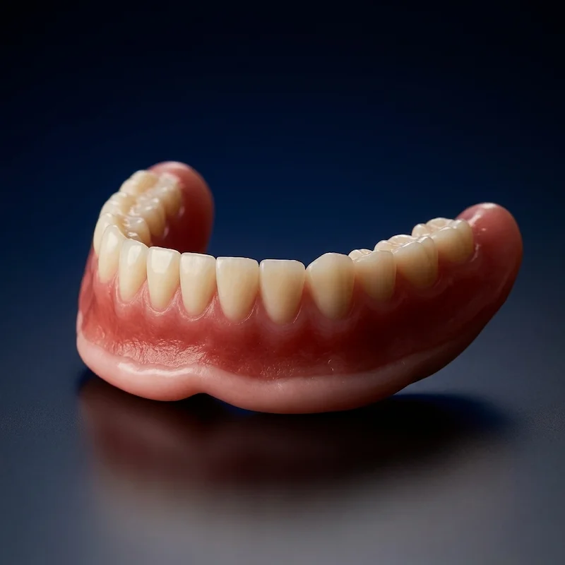 full lower denture treated with a therapeutic tissue conditioning liner
